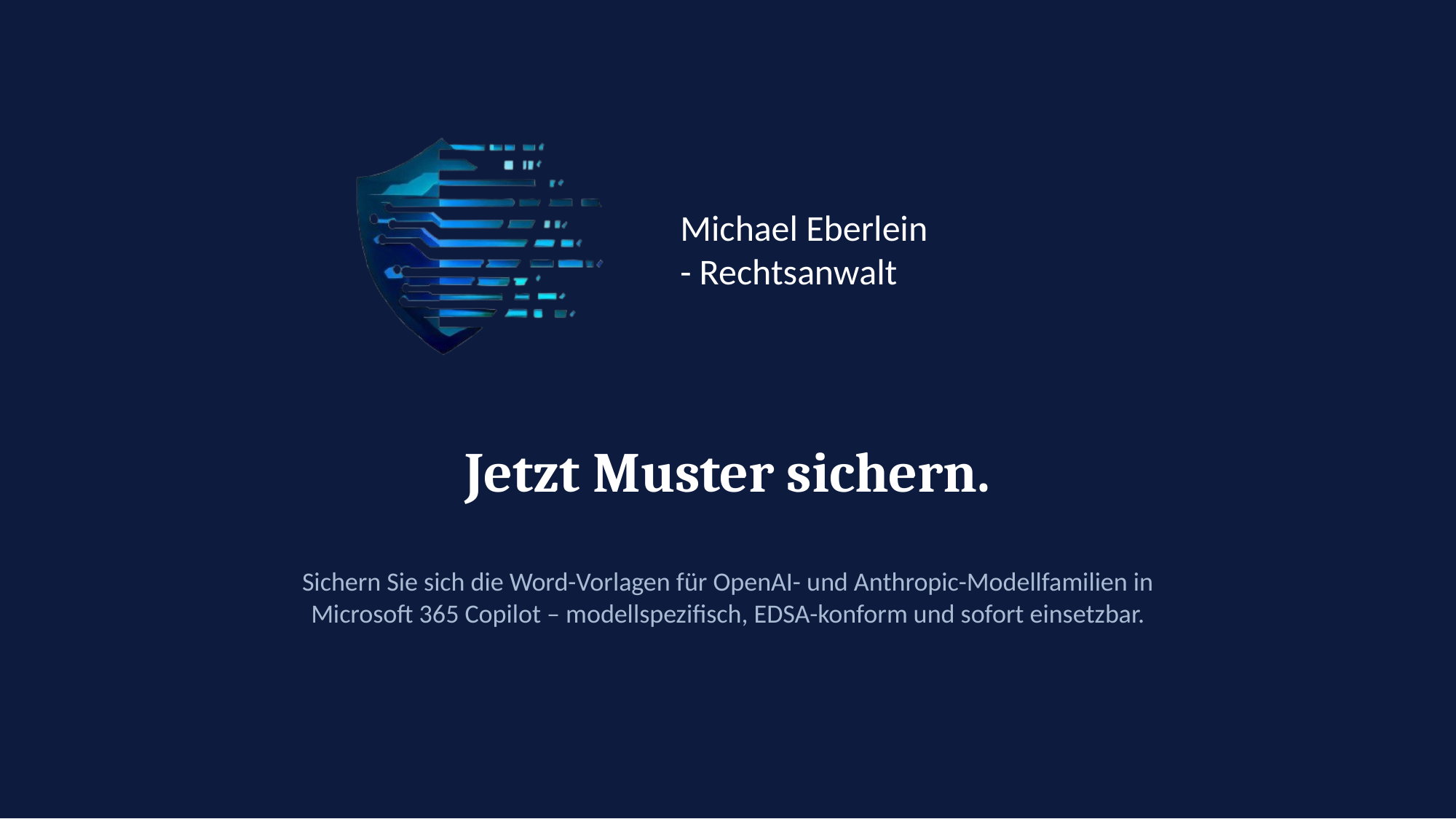 Kontakt zu Rechtsanwalt Michael Eberlein für Muster-Vorlagen zur KI-Modellbewertung in Microsoft 365