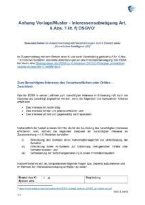 Vorlage/Muster - Interessensabwägung Transkription in MS Teams gemäß Art. 6 Abs. 1 lit. f) DSGVO