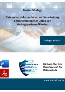 Muster/Vorlage – Datenschutzinformationen zur Verarbeitung personenbezogener Daten von Vertragspartnern/Kunden